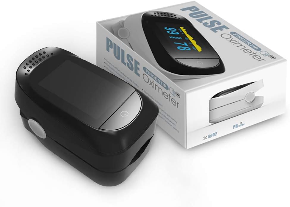 Purism Saturation Monitor Black for SpO2 ，with Carrying Case, Lanyard & Batteries，Suitable for Home, Exercise and Travel Use,Oxygen Meter