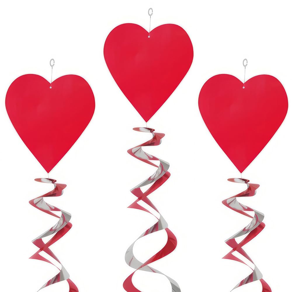 Unique Party 61697 - 66cm Double Hanging Swirl Heart Decorations, Pack of 3