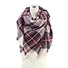 Women's Large Tartan Scarf Shawl Stole Plaid Checked Acrylic Cowl Orange (A)