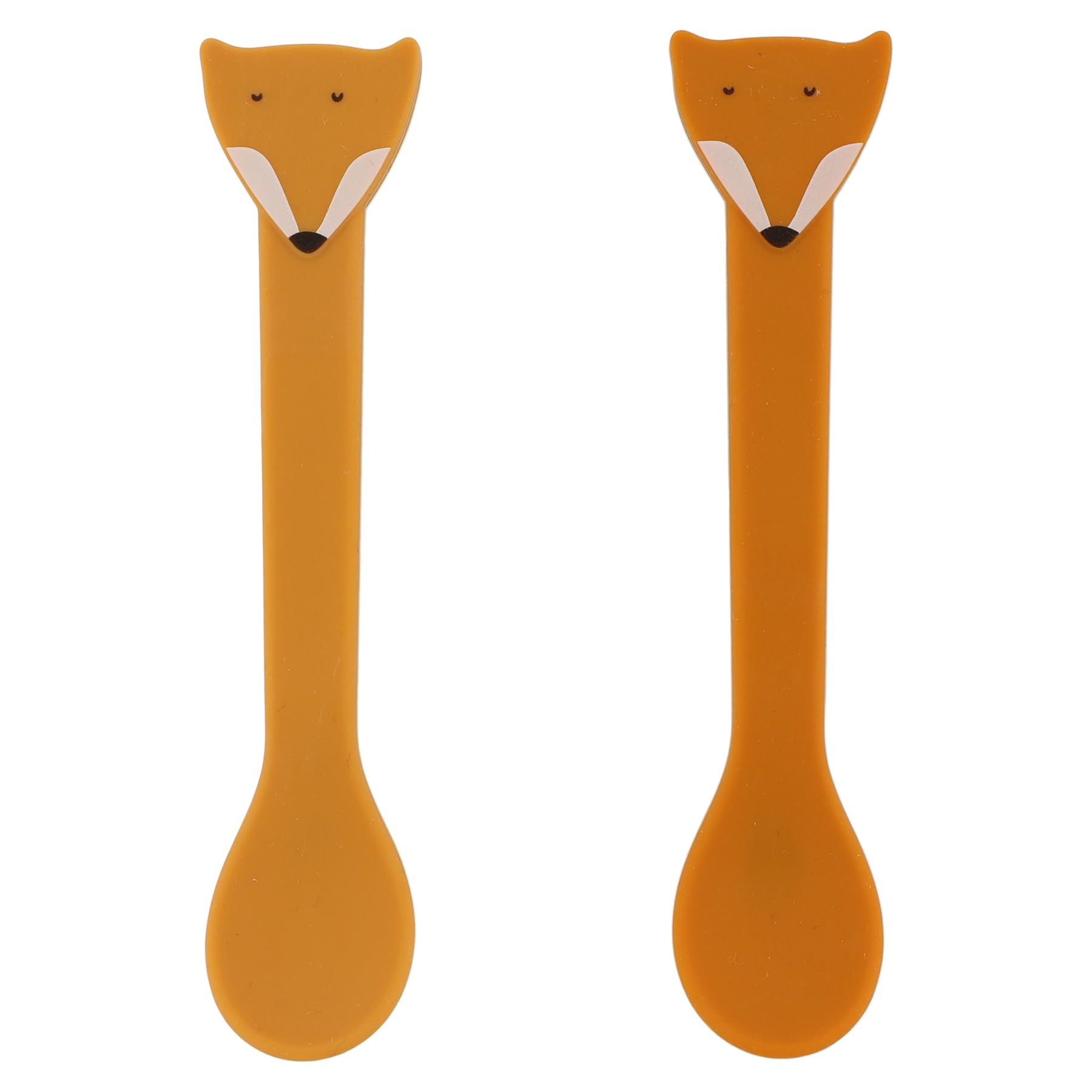 Trixie Silicone Spoon 2-Pack - Mr. Fox | Baby Feeding Spoon Set | BPA-Free, Soft Silicone Spoons for Toddlers | Dishwasher Safe