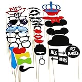 Pixnor 33-piece DIY Funny Photo Booth Prop Kit, Including Mustaches, Glasses, Ties, Bows Hats, Lips, and More, for Parties, Funny Photos, Etc.