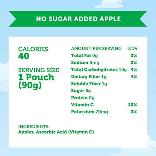 MOTT’S NO SUGAR ADDED APPLESAUCE, 3.2 OZ CLEAR POUCHES, 4 COUNT