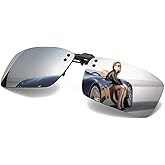 FRAZALA Polarized Clip-on Sunglasses with Flip Up Function Anti-Glare UV 400 Driving Glasses Clip-on for Prescription Glasses