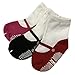 3 Pairs 12-36 Months Newborn Baby Girl Socks Toddler Girl Anti Slip Skid Mary Jane Socks Slipper Stretch Knit Shoes Socks+Thank you Card (12-36 Months)