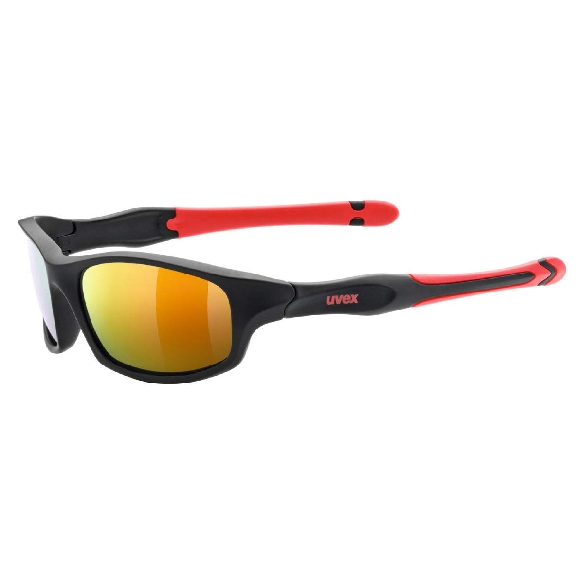 uvex Sportstyle 507 - Sunglasses for Kids - Mirrored Lenses - incl. Headband - black matt red - One Size