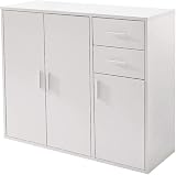 Panana Sideboard Storage Cupboard Cabinet Unit with Doors and Drawers White