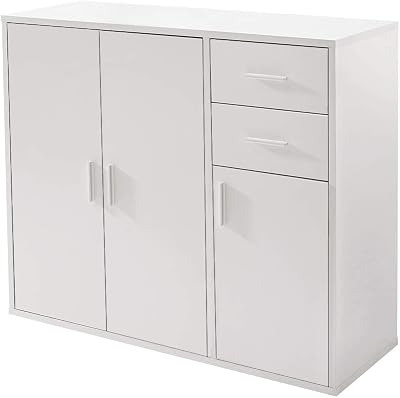 Panana Sideboard Storage Cupboard Cabinet Unit with Doors and Drawers White