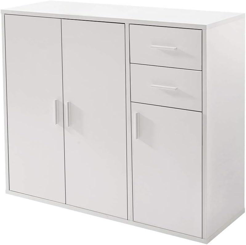 Panana Sideboard Storage Cupboard Cabinet Unit with Doors and Drawers White