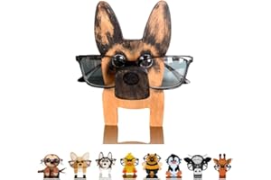KhuaArt Newsukie,Wooden Animal Glasses Holder - Cute Cute Eyeglasses Stand,Carving Sunglasses Eyeglass Display Stand,Newsukie Creative Gift Glasses Holder for Desk (Dog-4)