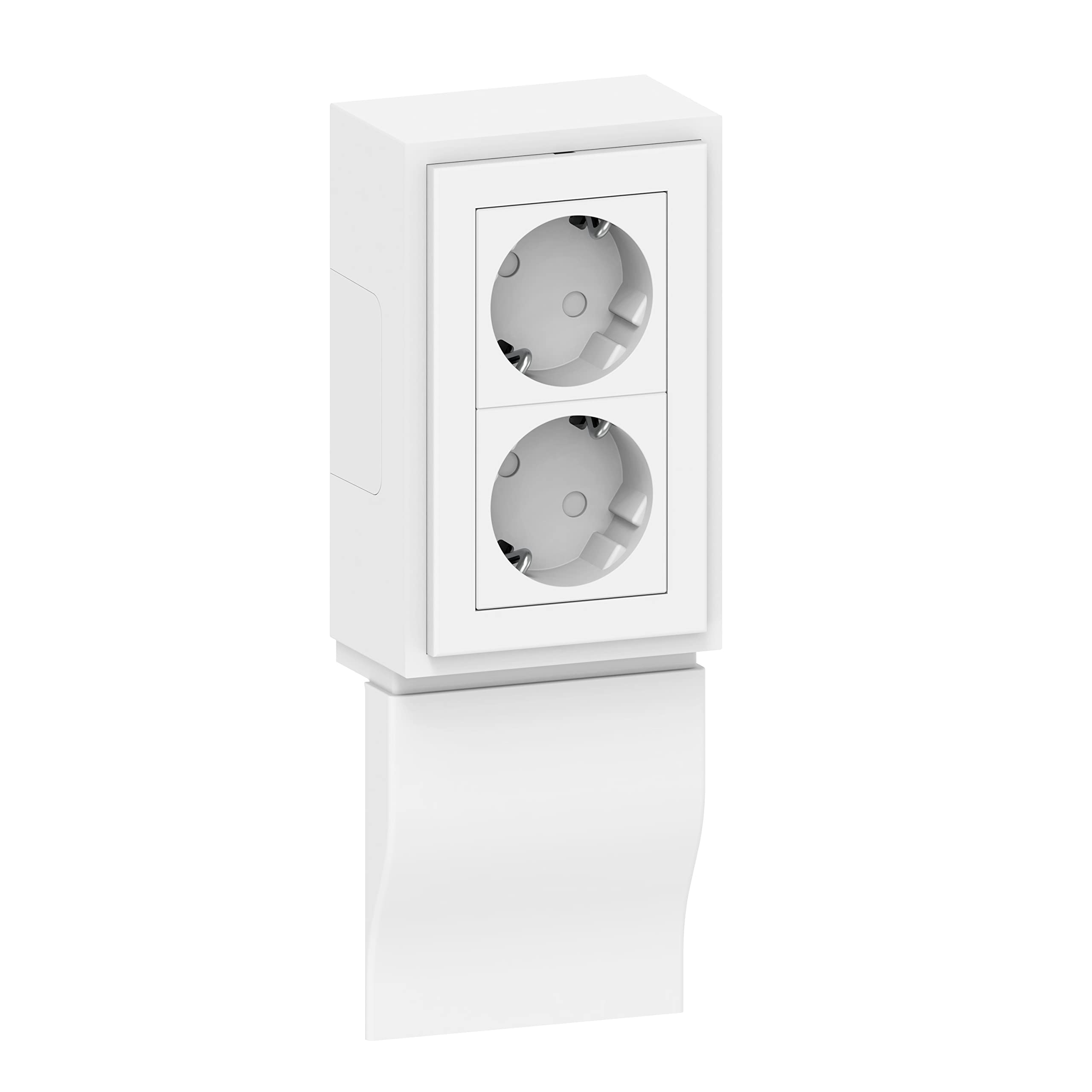 Habengut 2-Way Vertical Socket Unit for Skirting Board 80 mm PVC White