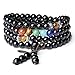 AmorWing Multilayer 6mm Onyx 7 Chakra Gemstone Yoga Mala Prayer Bracelet/Necklace
