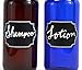 6 Pack Firefly Craft Cobalt Blue PLASTIC Pump Bottles with Chalkboard Labels, 16 ounces each