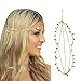 DRESHOW Head Chain Hair Accessories Bohemian Diamond Pearl Tassel Hair Band Alice Band Gold Leaf Chain Headband 3 Pack