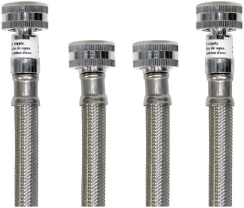 Certified Appliance Accessories Washing Machine Hoses (2 Pack), Hot and Cold Water Supply Lines, 4 Feet, PVC Core with Premium Braided Stainless Steel in Protective Clamshell Packaging