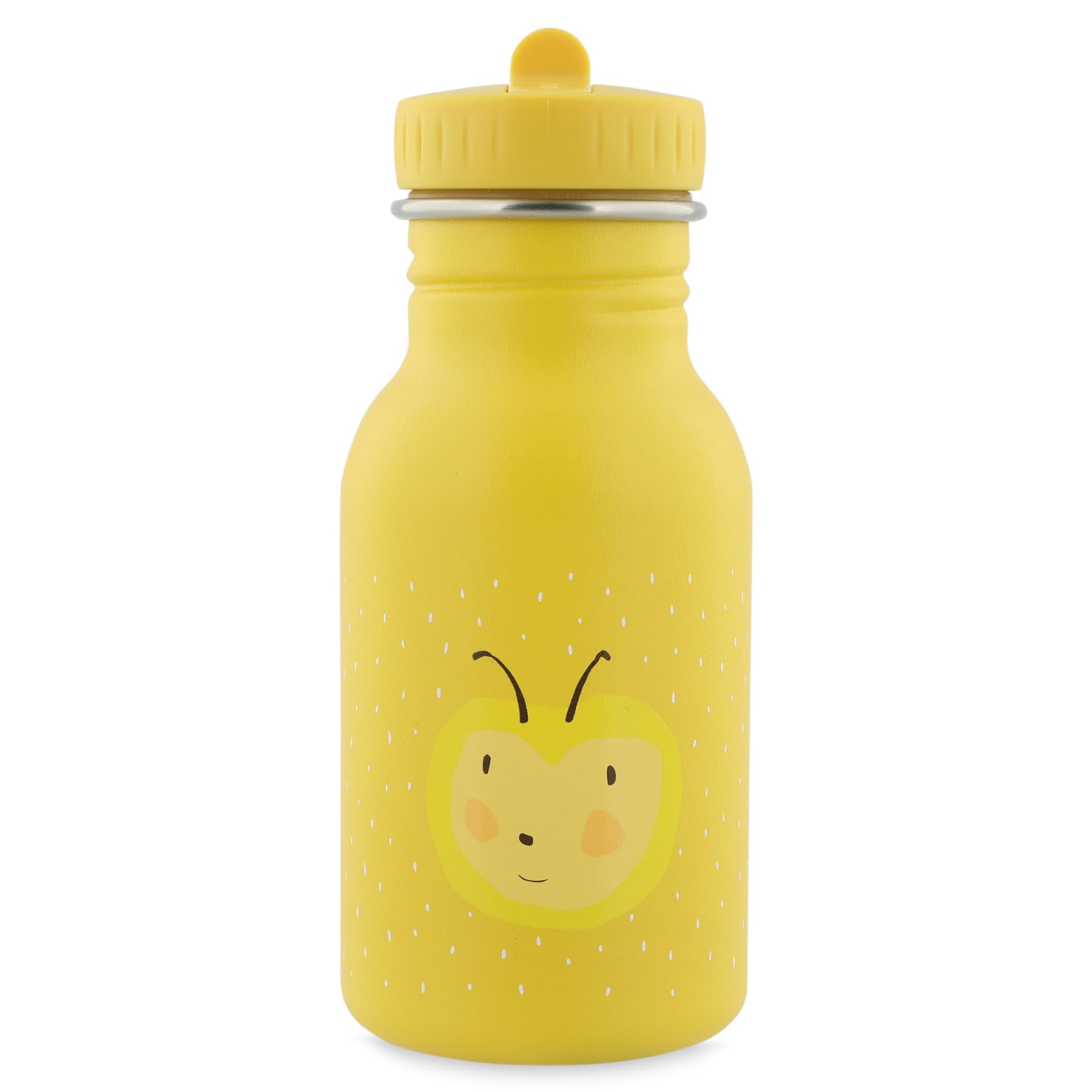 Trixie Drinking Bottle - Mrs. Bumblebee - 350ml Stainless Steel Water Bottle for Kids - Grey - Leakproof - Eco-Friendly and BPA-Free