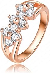 AnaZoz Jewelry Women Ring 18K Rose Gold/Platinum Plating Zircon Sports Rings
