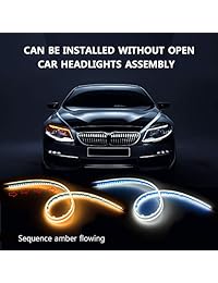 CARLITS   2 tiras de luz LED para faros delanteros de 24 pulgadas, flexible, de doble color, color blanco y ámbar, impermeable, lámpara decorativa, luz de conducción, luces de neón, luz de intermitente