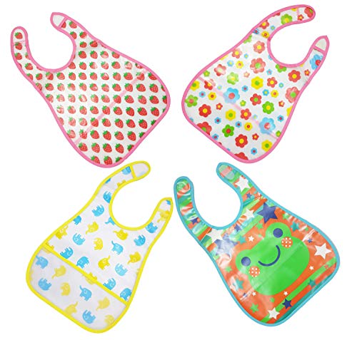 My Newborn Baby Waterproof Aprons Bibs with Pocket Pack of 4 Pcs