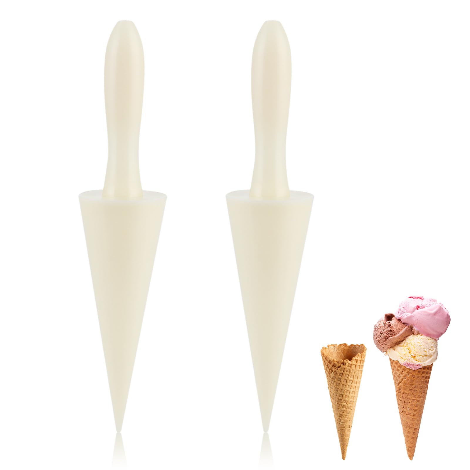 2Pcs Waffle Cone Roller Ice Cream Roll Maker Pizzelle Roller Waffle Conemaker 9.3in Length Horn Cone Mould Pastry Tool for Making DIY Ice Cream