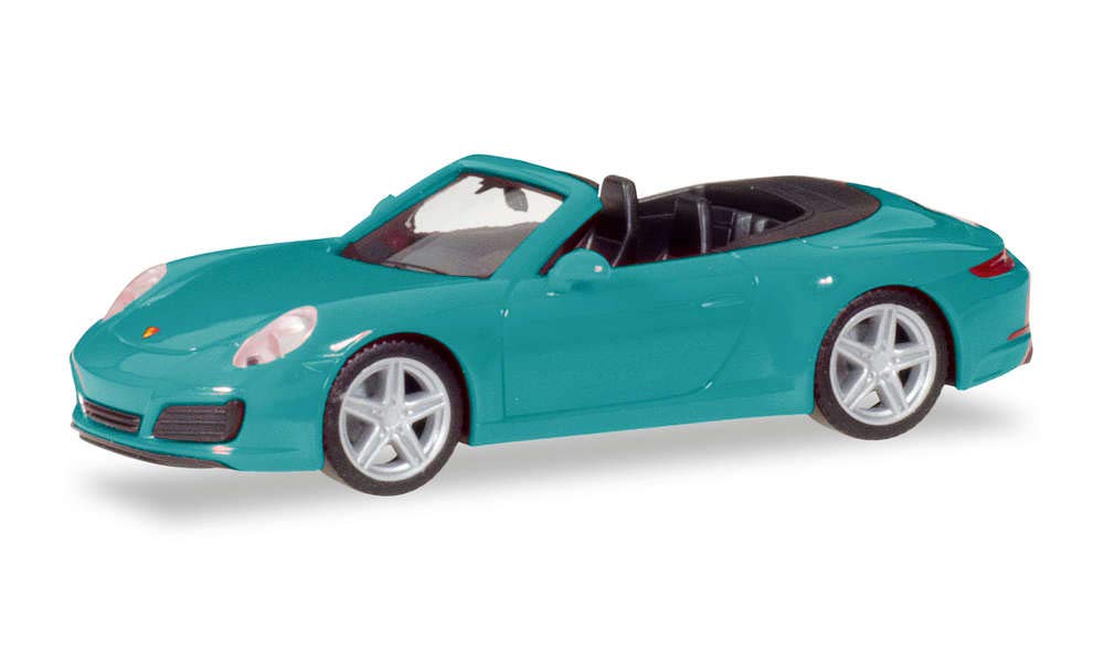 Porsche 911 Carrera 2 Cabrio, miniature miami blue for craft collection and as a gift