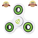 Exgreem NEW 2017 DIRT RESISTANT EDC Tri-Spinner Fidget Toy Smooth Surface Finish Ultra Durable 2-3 Min Spins Non-3D printed (one pack) (One White/green)