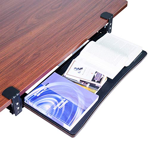 Easy Clamp On Large Keyboard Tray Under Desk Bamboo Wood Keyboard