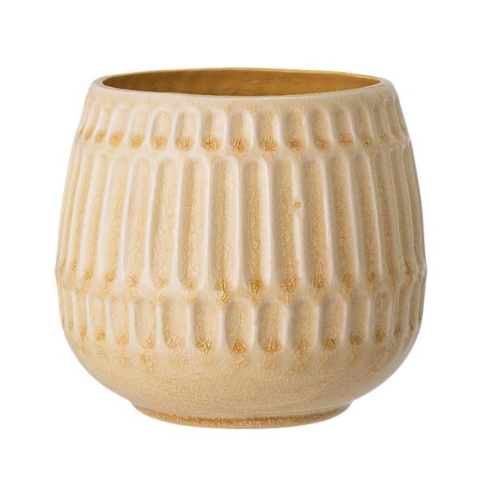 Nordring Ceramic Flower Pot Riff - colorful Planter, Pot for plants, sukkulents Size L (16,5 cm ø) Dia 6,5'', Stoneware, ivory — image 1