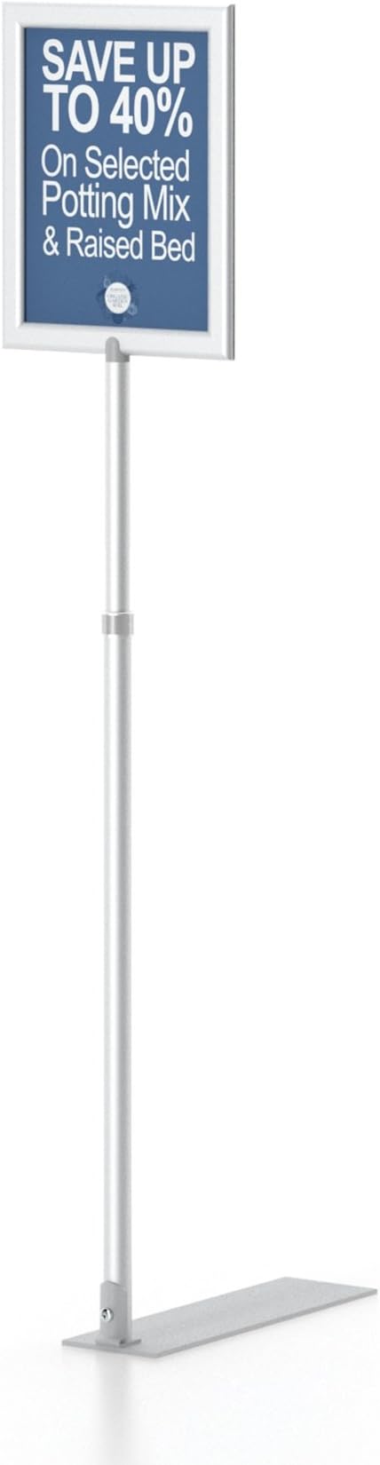Adjustable Pallet Pedestal Sign Holder Floor Stand: 8.5" X 11" Portrait, Satin Silver: Shovel Base