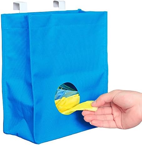 Buy Bag Dispenser | Practical Grocery Rubbish Trash Bag Storage with Hanging Holder | Waterproof Space Saving Organizer with Cabinet Cupboard Door Hook | Blue | 1230