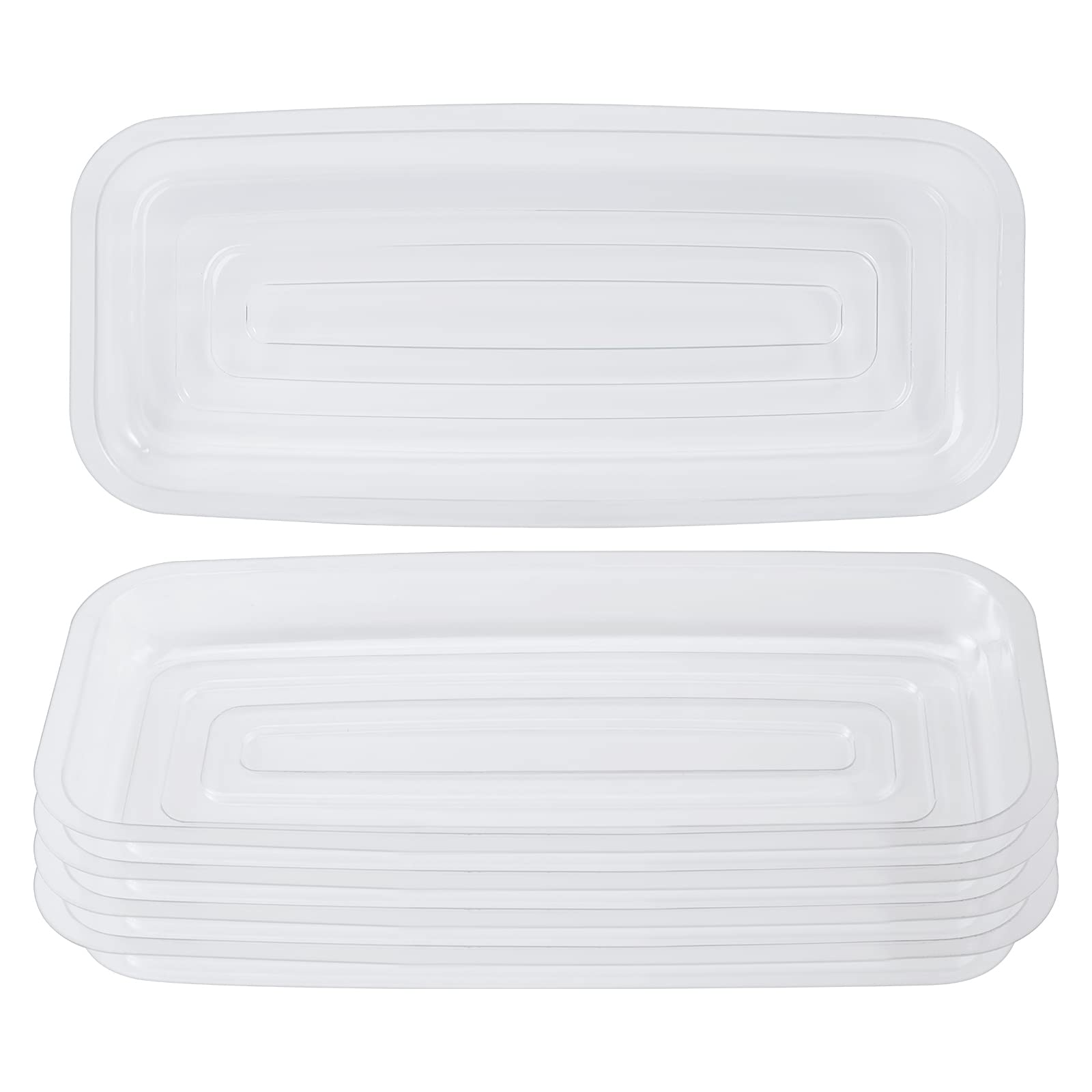 Photo 1 of Idyllize Rectangular 5 Pieces of 9 by 4 Inch Clear Thick Plastic Heavy Duty Sturdy Plant Saucer Drip Trays for pots, Window Sills and Window Shelf (8.5"x3.5")