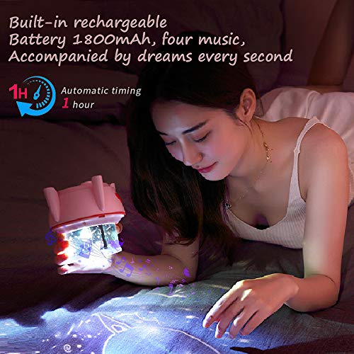 Lampada Da Comodino, Piccola Lampada A Proiezione A Razzo, Lampada Da Atmosfera Rotante Con Fantasia Cielo Stellato, Usb Ricaricabile Lampada(rosa）