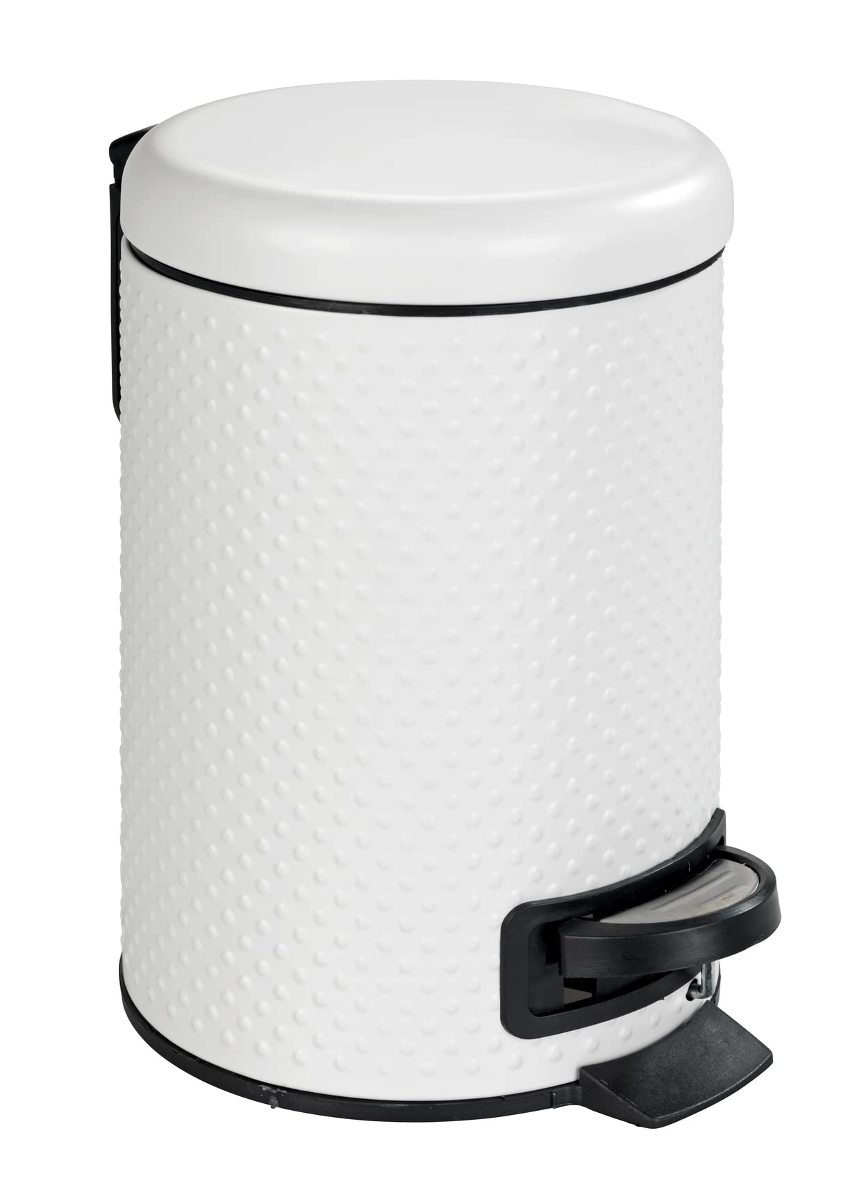 WENKO 22956100 Pedal bin Punto white - Cosmetic bin, waste bin with pedal mechanism Capacity: 3 l, Steel, 17 x 25 x 22.5 cm, White