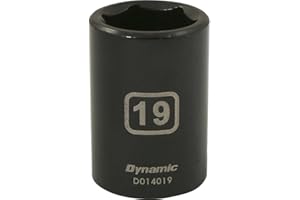 Dynamic D014019 Tools 1/2-Inch Drive 6 Point Metric, 19-Millimeter Standard Length, Impact Socket