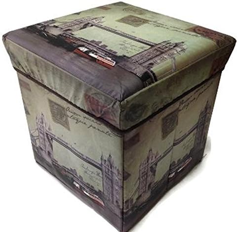 Retro Multifunctional Storage Ottoman,Non-woven Fabrics Cube Footrest Stool Seat with Organizer for Coffee Table,Camping Fishing