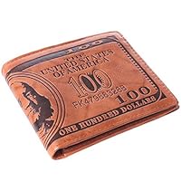 HENGSONG Men US Dollar Bill Wallet PU Leather Credit Card Photo Holder Bifold Billfold (Light Brown)