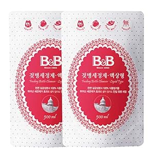 B&B Feeding Bottle Cleanser Liquid Type Refill 16.9 fl.oz. (500ml) 2 Pack – Baby Bottle and Dish Soap, Eco-Freindly 100…