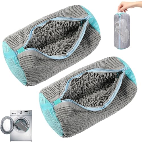 2 Bolsa de Lavandería para Zapatos, Bolsa de Zapatos Mejorada con Cierre Oculta para Lavadora Limpieza de 360°, Bolsa de Lavado Duradera Para Zapatos de Tenis, Pantuflas, Amarillo, Bolsa de Zapatos