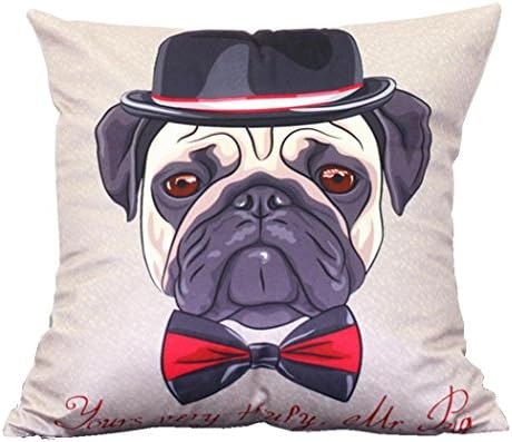 Fashion Bulldog Pug Husky Dog Cushion Cover Polyester Linen Pillowcase (No.8)