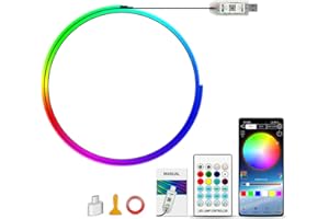 VAUNGIUG Ambient Lighting Car Led Lights Interior,43.3’’ USB Powered Acrylic Neon Flexible Strip Fiber Optic LED Ambient Lighting Kits with Remote APP, RGB Music Lights Sync for Inside car Decorations