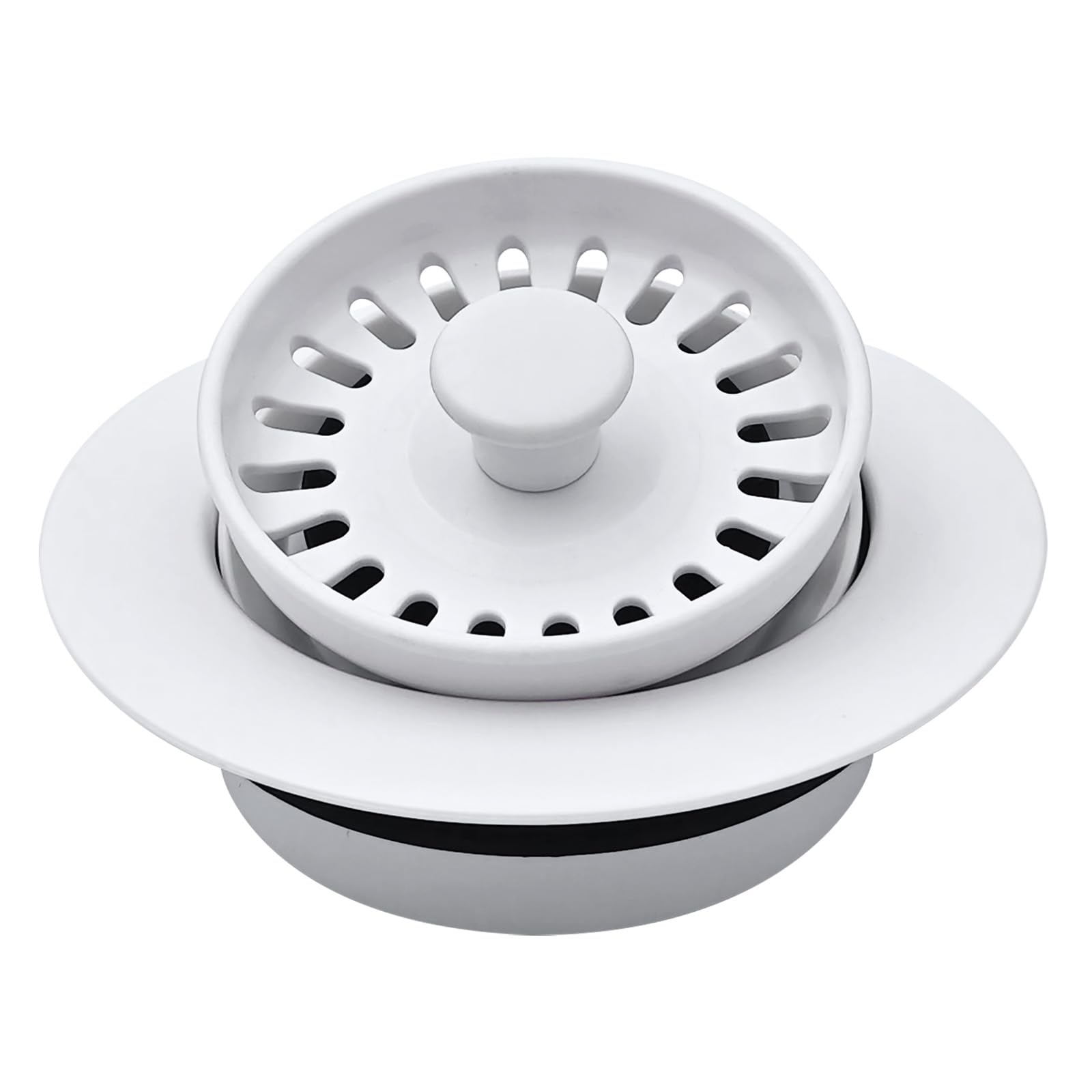 Photo 1 of Garbage Disposal Strainer and Stopper with Decorative Disposal Flange in White, Fit 3.5 Inch Standard Drain Hole