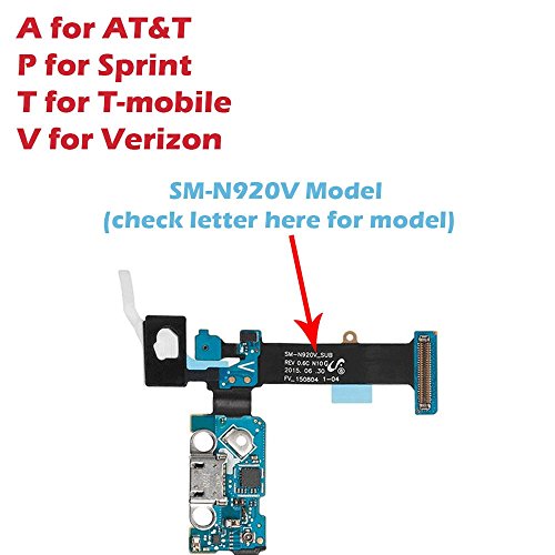 OmniRepairs Charging USB Dock Port with Audio Dock, Microphone and Touch Key Ribbon Flex Cable Replacement Compatible for Samsung Galaxy Note 5 N920V (Verizon) with Adhesive and Repair Toolkit
