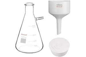 stonylab Porcelain Buchner Funnel and Filter Flask Set, 100 mm Porcelain Funnel, 1L Heavy Duty Glass Filter Flask, and Filter