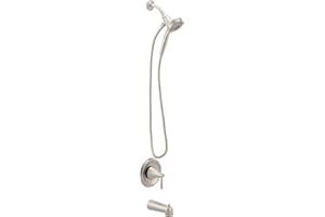 Moen 82021SRN Ronan Single-Handle Modern Tub and Shower Faucet with Handheld Rain Shower Spray Head Featuring Magnetix, Showe