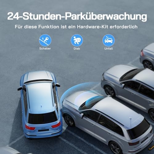 Dashcam Auto Vorne Hinten 2,5K+1080P Auto-Kamera, Ultra-Nachtsicht, 170°-Weitwinkel, WDR, 24 Std. Parkmodus, G-Sensor, Loop-Aufnahme