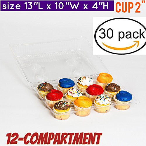 pizety case of 30 plastic cupcake boxes 12 Compartment Cupcake
