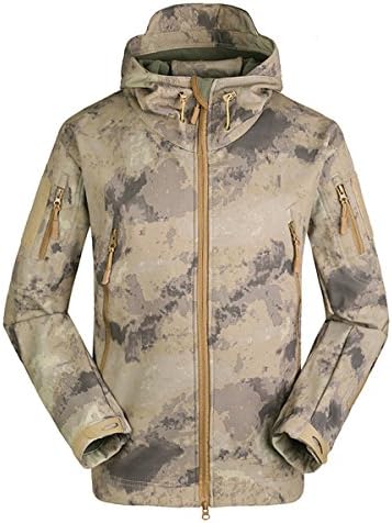 Eglemall Men's Outdoor Hunting Soft Shell Waterproof Tactical Fleece Jackets (XX-Large, Ruins yellow)