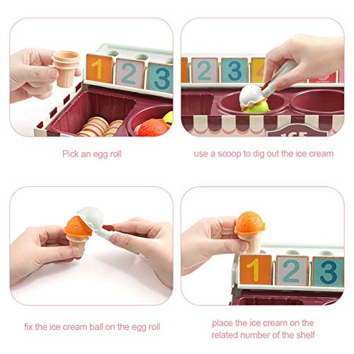 Kinder Eisständer Spielzeug, Eisspielzeug Set, Früherziehung Lernspielzeug Für Jungen Mädchen, Eisständer Zubehör Für… – Bild 7