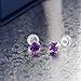 Gem Stone King 1.00 Cttw 14K White Gold Purple Amethyst Stud Earrings For Women Men | Gemstone Birthstone | Round 5MM