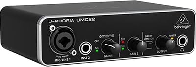 Behringer UMC22 Audiophile 2x2 USB Audio Interface with Midas Preamps 48 kHz