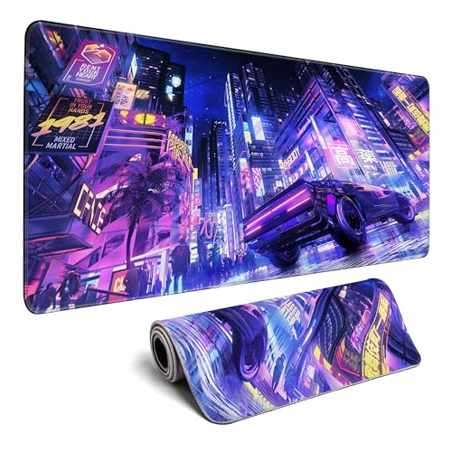 Extended Large Mouse Pad Futuristic Neon City